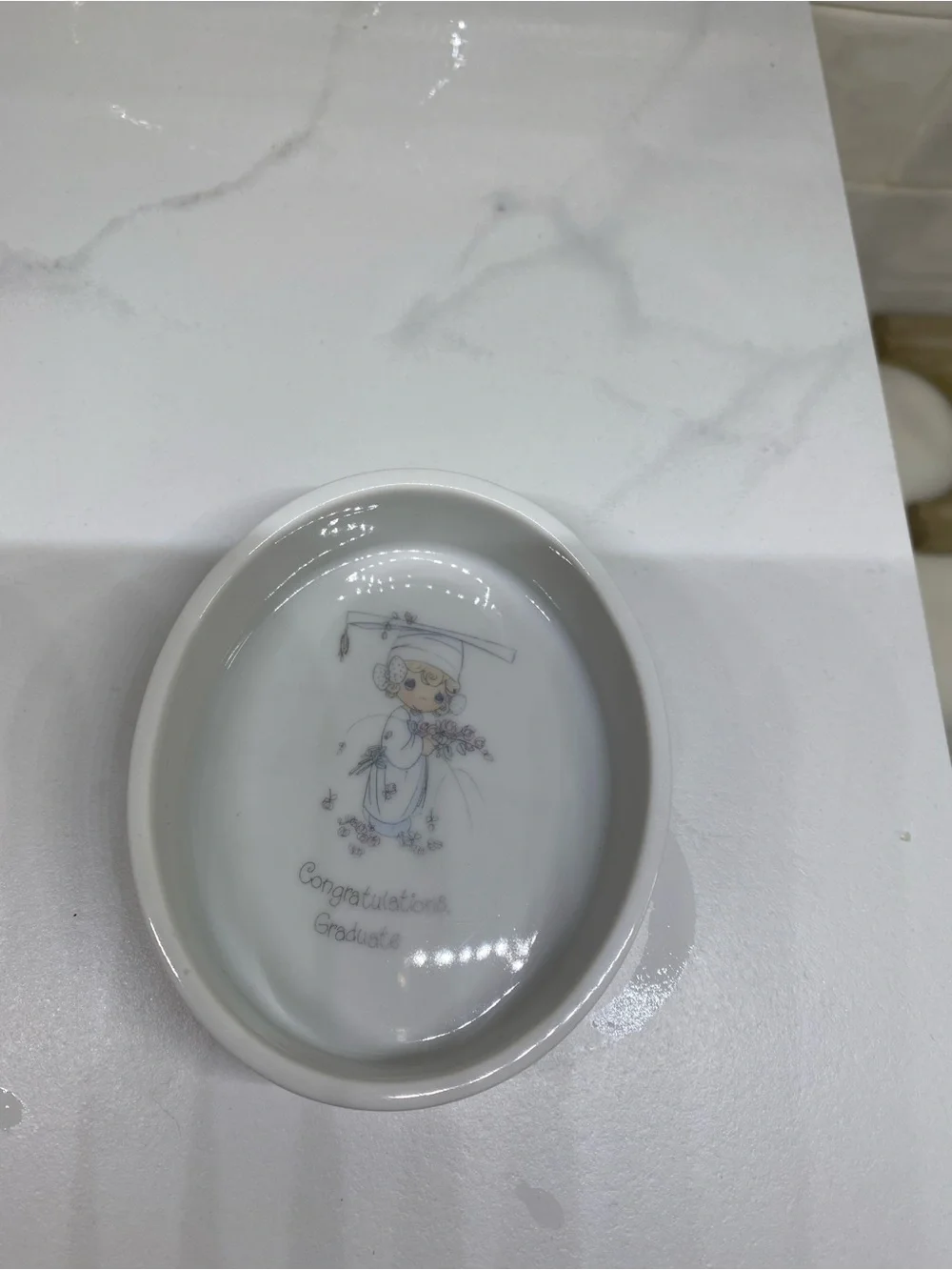 Vintage 1994 Precious Moments Graduation Picture Frame Porcelain Oval 2x3 